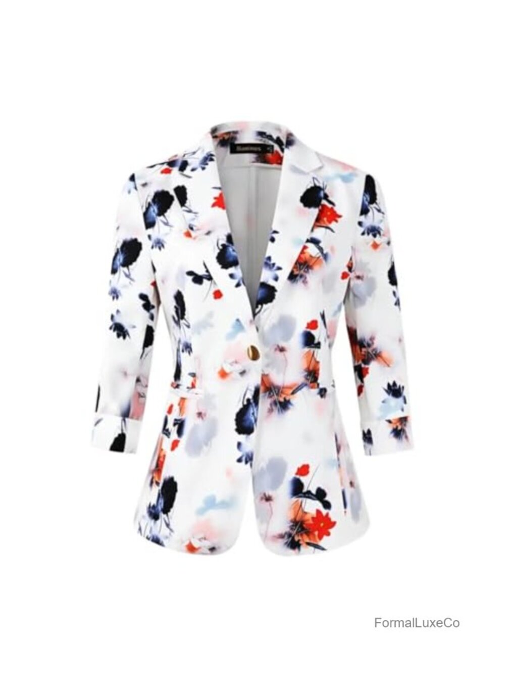 Womens Lightweight 3/4 Sleeve One Button Blazer Business Casual Office